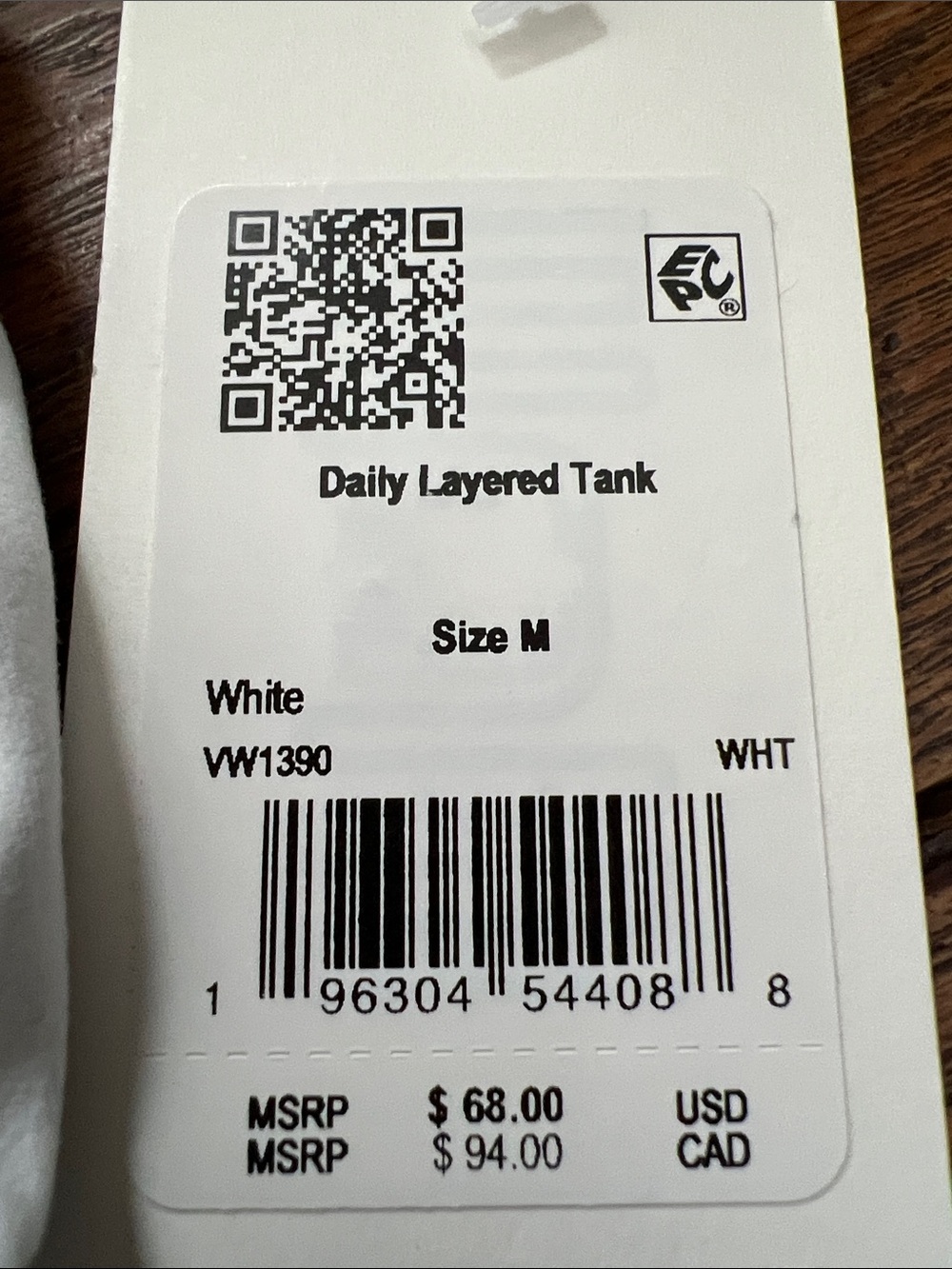 Vuori White Black Daily Layered Tank Size Medium NEW WITH TAGS NWT - Picture 2 of 5